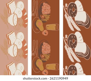 Delicate snacks and Fruit Abstract Watercolor Seamless Design for Backdrops and fabrics