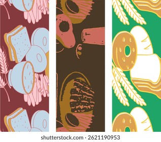 Delicate snacks and Fruit Abstract Watercolor Seamless Design for Backdrops and fabrics