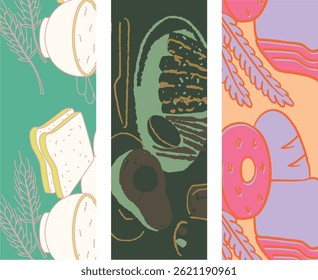 Delicate snacks and Fruit Abstract Watercolor Seamless Design for Backdrops and fabrics