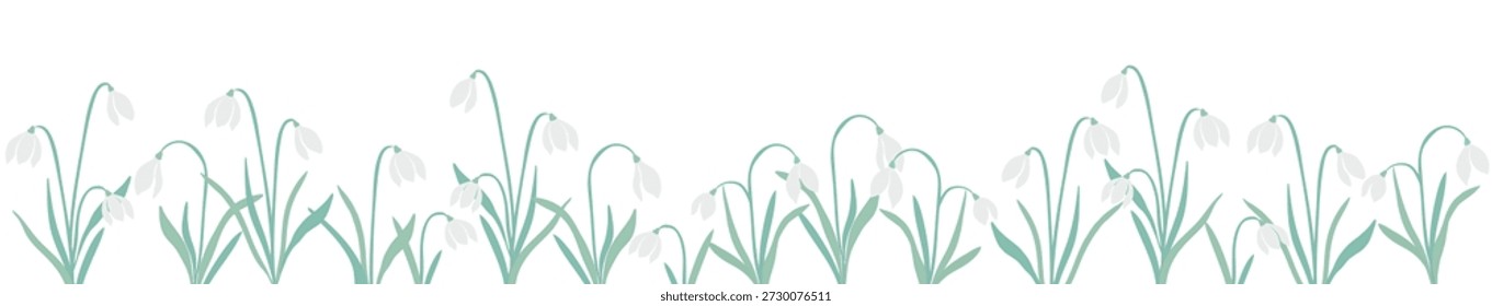 Delicado Anuncio de borde de flor de nieve en estilo nórdico minimalista de primavera