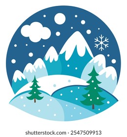 A delicate snowfall illustration, great for adding a seasonal touch to winter and holiday-themed projects with its serene, frosty charm.