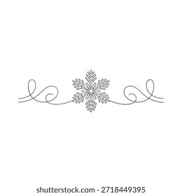 Delicado dibujo de copo de nieve con líneas de remolino en un diseño minimalista de arte de invierno
