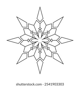 Mandala delicado del copo de nieve para colorear el patrón floral de la estrella del libro
