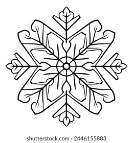 Delicate snowflake outline vector, ideal for winter-themed projects.