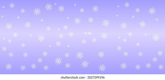 Delicate snowflakes banner on light blue background, festive texture, seamless pattern