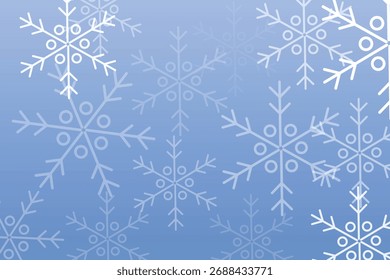 Delicados copos de nieve cayendo suavemente sobre un fondo azul suave creando una escena serena de invierno. ILUSTRACIÓN VECTORIAL EPS