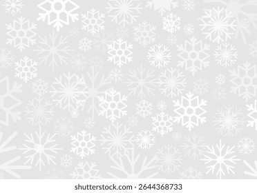 Delicate snowflakes are scattered across a soft, light-colored background, creating a festive Christmas ambiance suitable for holiday decorations and designs