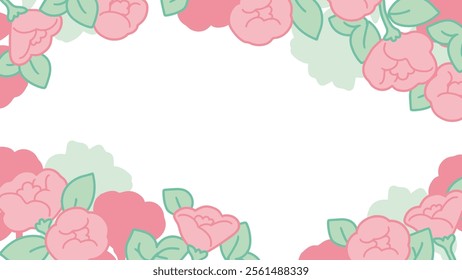 Delicate Soft Pink Petals and Green Leaves Design. Perfect for spring-inspired designs, stationery, gift wrap, and fabric project, Ideal for creating a light, romantic vibe.