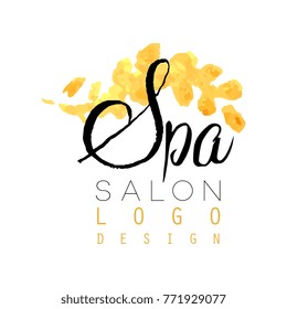 Delicate spa logo original design. Feminine label with gentle colors. Healthcare and relaxation concept.