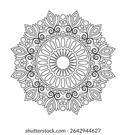 Delicate Spiral Thread Mandala coloring book page