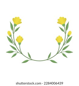 A delicate sprig of yellow flowers. Vector illustration of vintage cute yellow flowers. Delicate flower for decoration. Isolated.
