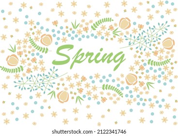 Delicate spring flowers. Spring greeting card in pastel colors