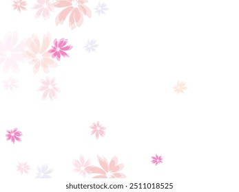 Delicate spring vector. Airy flying petals windy blowing background.