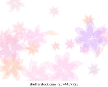 Delicate spring vector. Flower blossom parts romantic vector. Pink sakura blossom falling parts.