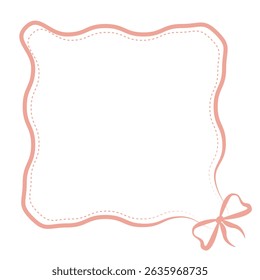 Delicate square frame with bows and ribbons for decoration