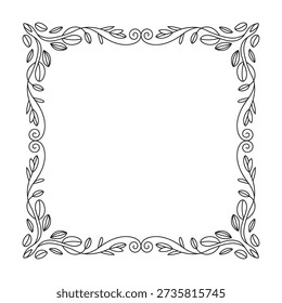 A delicate square frame created from entwined leafy vines and flourishes, perfect for natural or romantic design themes.