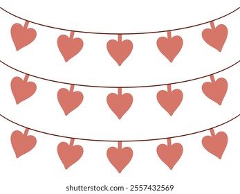 A delicate string of heart-shaped lights in a simple layout. Romantic and charming. Perfect for Valentine’s Day or love-themed projects