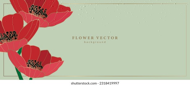 Delicate stylish floral background with red poppies. Background for decor, covers, wallpapers, postcards and presentations. Floral print. Background for text or photo.