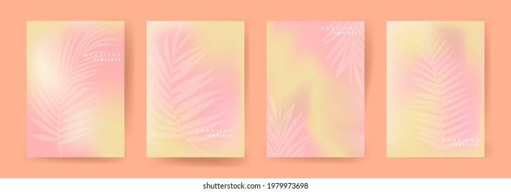 Delicate summer background with palm leaves set
