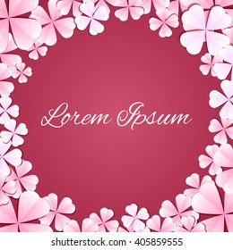 Delicate template of square frame with paper flowers and place for text. Vector element for banners sites, design of printed products, greeting cards, and your design