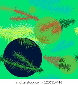 delicate thin spruce green branches isolated set of hand-drawn vector illustration