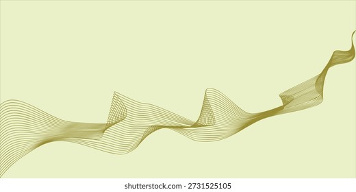 Uma delicada e translúcida fita dourada graciosamente se curva e flui através de um pano de fundo macio e amarelo pálido, criando um visual elegante e dinâmico.