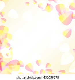 Delicate translucent petals on a blurred background for a romantic web and paper design