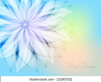 Delicate transparent flower on a blue background.