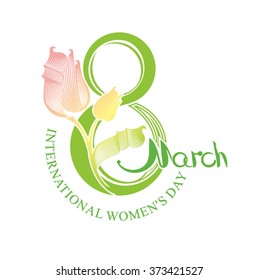 Delicate tulip in figure eight. 8 March. International Women's Day.