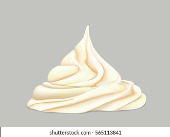 delicate twisted cream on a grey background