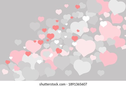 Delicate vector background with flying hearts. Valentine's Day holiday concept.