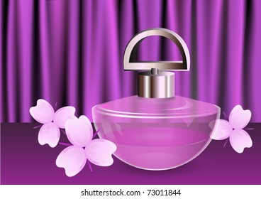 delicate vector background with glass perfume bottle. EPS10 vector format