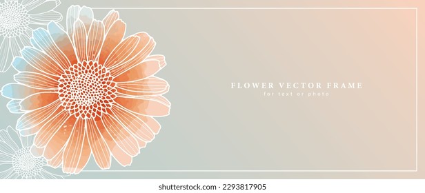Delicate vector floral background with orange calendula. Background for photo, text, diplomas, postcards and business cards, vector frame