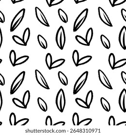 Delicate vector leaf pattern with minimalist design elements in black and white color scheme