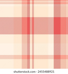 Delicate vector pattern fabric, graph plaid seamless check. Golf texture tartan textile background in red and old lace colors.