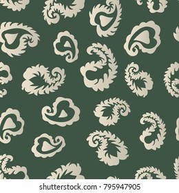 Delicate vector pattern of feather or leaves, petals. Seamless sketch texture with silhouettes of leaves. Pattern of leaves vintage style. Eps 10
