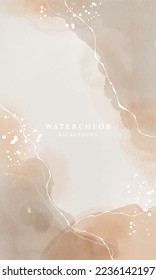 Delicate vector watercolor background in beige tones