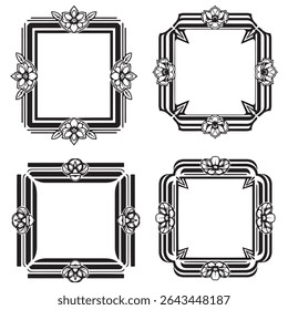 Delicate Vintage Decorative Floral Frames Vector Set Packs
