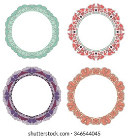 Delicate vintage, round frame. Set.