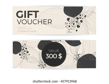 Delicate vintage style floral card template. Creative vector pattern with text. Gift voucher design.