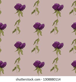 Delicate violets drawn by hands. Nice spring bouquet. Seamless texture for fabrics, Wallpapers, shawls, bandanas, covers, packaging.