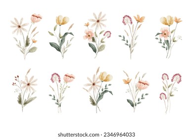 delicate watercolor flower bouquet collection