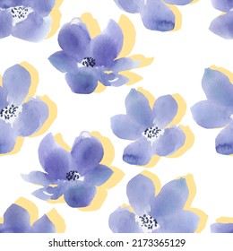 delicate watercolor flowers vector seamless pattern