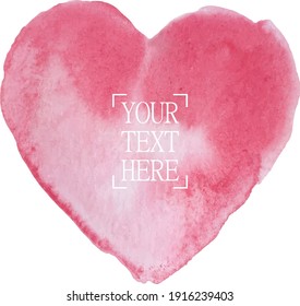 Delicate watercolor heart for design of your site, cards or invitations. Watercolour wash background.