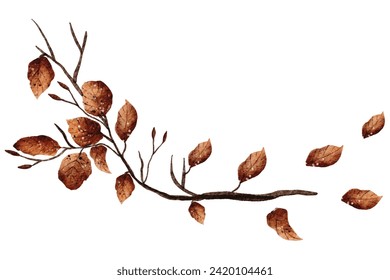 A delicate watercolor illustration of intertwining branches with autumn leaves, capturing the essence of fall's natural beauty.