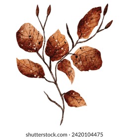 A delicate watercolor illustration of intertwining branches with autumn leaves, capturing the essence of fall's natural beauty.