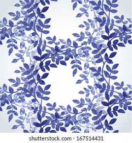 Delicate watercolor pattern with leaves. Vector background. For fabric, wrapping paper, print and web projects.