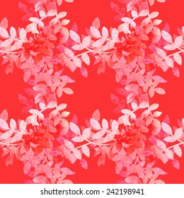 Delicate watercolor pattern with leaves.  Vector background.Watercolor. For fabric, wrapping paper, print and web projects. 