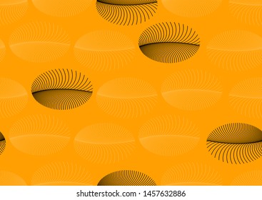 delicate waves of feathers seamless pattern in orange black shades