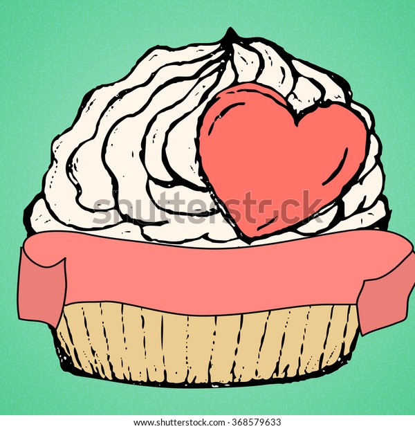 Delicate White Cake Cream Frosting Pink Stock Vector (Royalty Free